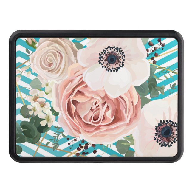 Personalized Trailer Hitch Geometric Rose Chevron Trailer Hitch Cover (Front)