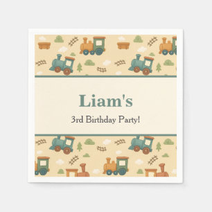Personalized Train Birthday Party  Napkin