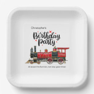Personalized Train Birthday Party Paper Plates