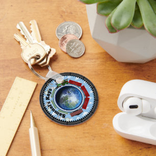 Personalized Trains Across Earth Keychain