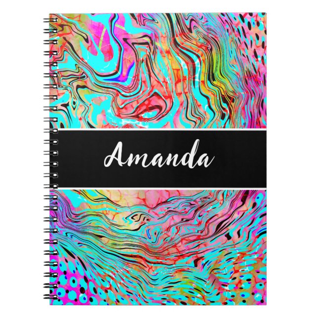 Personalized Tranquillity Abstract Fluid Art   Notebook (Front)