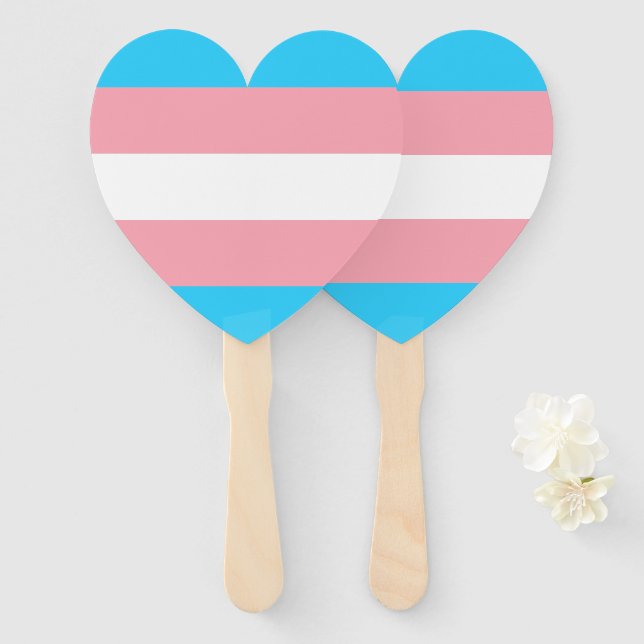 Personalized Transgender Flag Hand Fan (Front and Back)