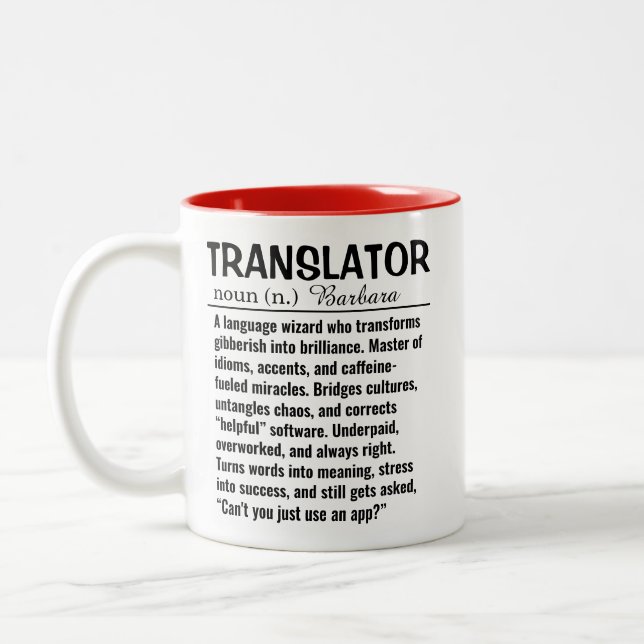 Personalized Translator Two-Tone Coffee Mug (Left)
