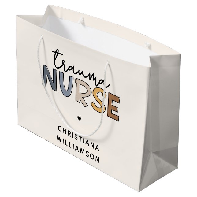 Personalized Trauma Nurse Trauma Nursing Large Gift Bag (Back Angled)