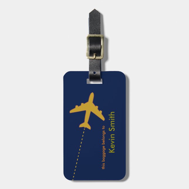 personalized travel airplanes luggage tag (Front Vertical)