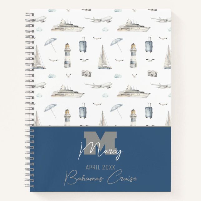 Personalized Travel Cruise and Sail Notebook (Front)