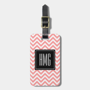 Personalized travel luggage tag   coral chevron