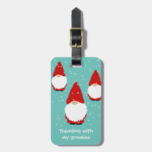 Personalized travel luggage tag with funny gnomes