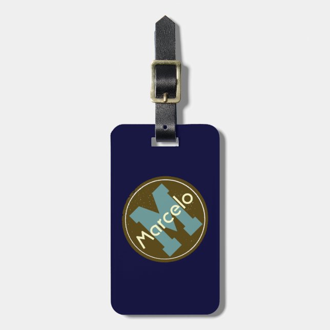 personalized travel monogram luggage tag (Front Vertical)