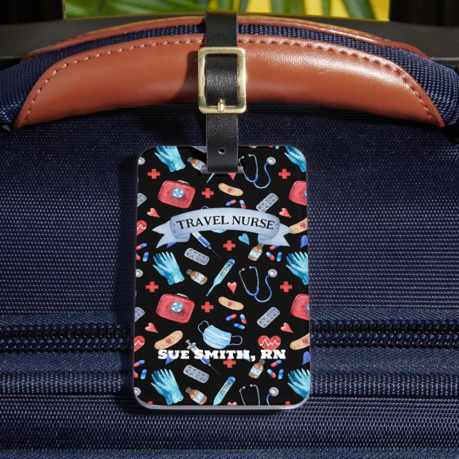 Personalized Travel Nurse Gift Work  Luggage Tag (Front Insitu 2)