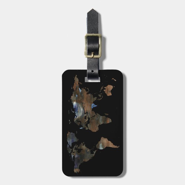personalized travel world map luggage tag (Front Vertical)