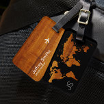 Personalized Traveller Wood World Map Luggage Tag<br><div class="desc">Cool worldmap image in a wooden look,  to personalize with your name and phone-number...  A clever way to make your luggage stand out in a crowd... 'cause everyone seems to travel with a black suitcase</div>