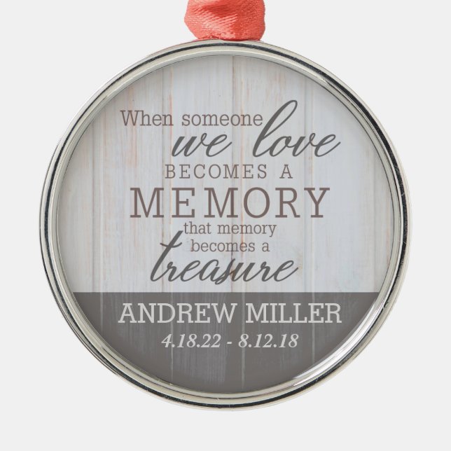 Personalized Treasured Memory Round Ornament (Front)