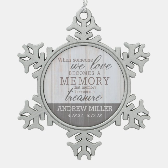 Personalized Treasured Memory Snowflake Ornament (Front)