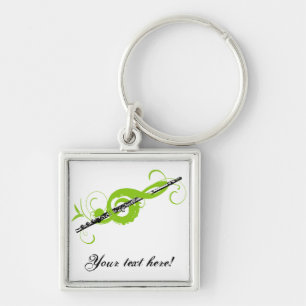 Personalized Treble Clef & Flute Keychain