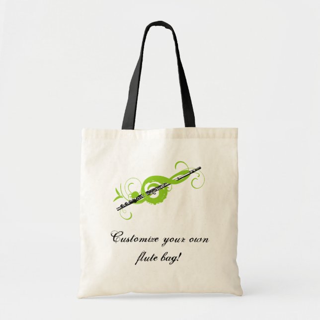Personalized Treble Clef & Flute Tote Bag (Front)