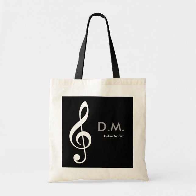 personalized treble clef music idea tote bag (Front)