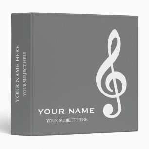 Personalized Treble Clef Musical Note  Binder