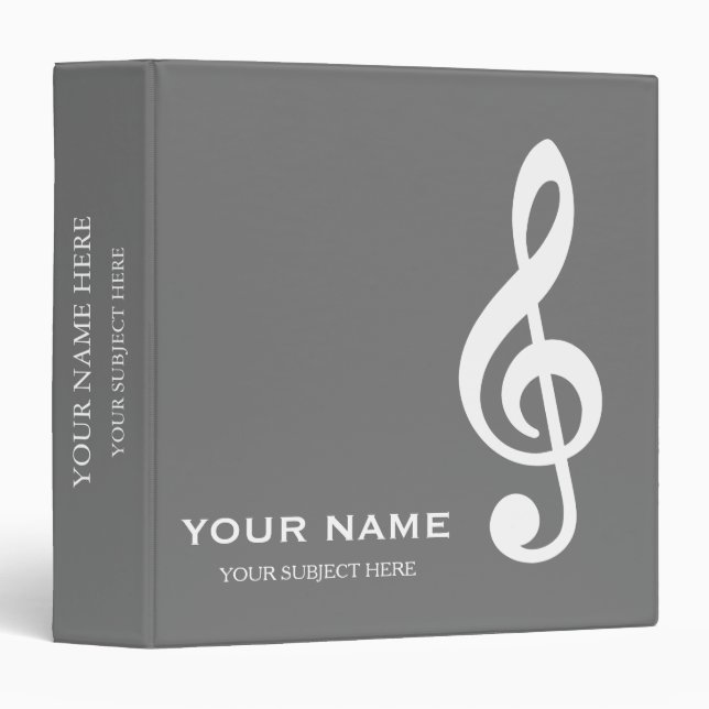 Personalized Treble Clef Musical Note  Binder (Front/Spine)
