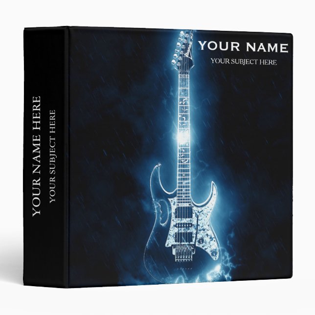 Personalized Treble Clef Musical Note on Black Binder (Front/Spine)