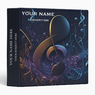 Personalized Treble Clef Musical Note on Black Binder