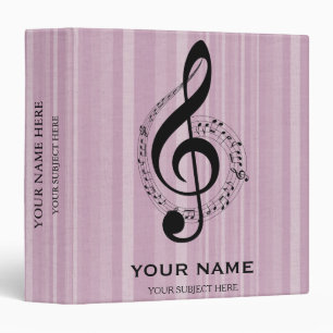 Personalized Treble Clef Musical Note on Black Binder