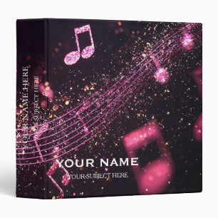 Personalized Treble Clef Musical Note on Black Binder