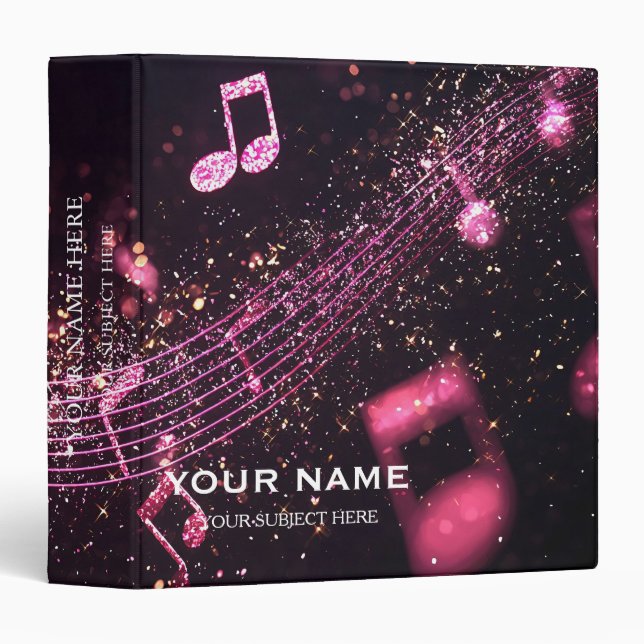 Personalized Treble Clef Musical Note on Black Binder (Front/Spine)