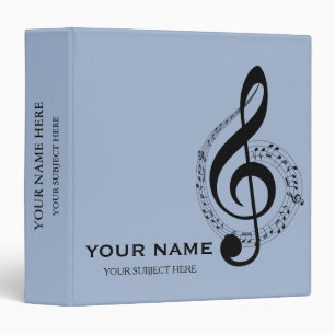 Personalized Treble Clef Musical Note on Black Binder