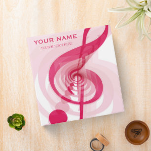 Personalized Treble Clef Musical Note on Black Binder