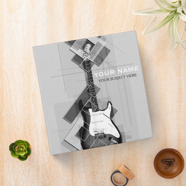 Personalized Treble Clef Musical Note on Black Binder (In Situ)