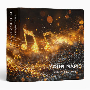 Personalized Treble Clef Musical Note on Black Binder