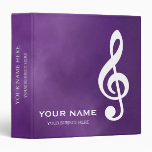 Personalized Treble Clef Musical Note on Black Binder