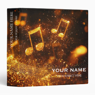 Personalized Treble Clef Musical Note on Black Binder