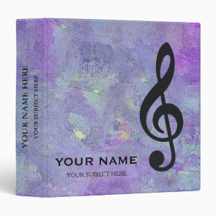 Personalized Treble Clef Musical Note on Black Binder