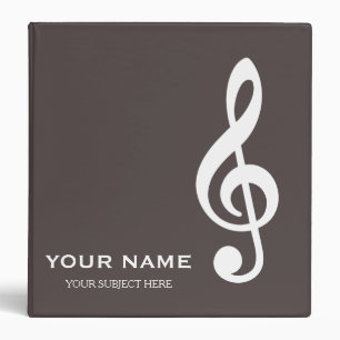 Personalized Treble Clef Musical Note on Black Binder