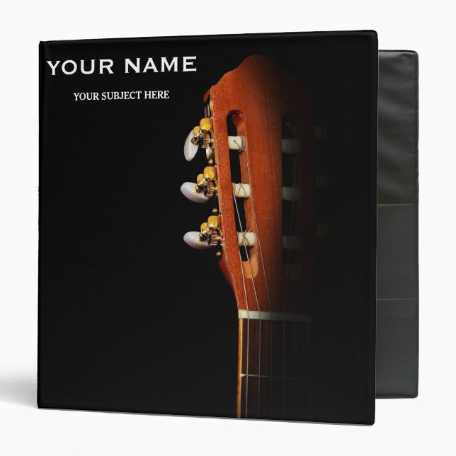 Personalized Treble Clef Musical Note on Black Binder (Front/Inside)