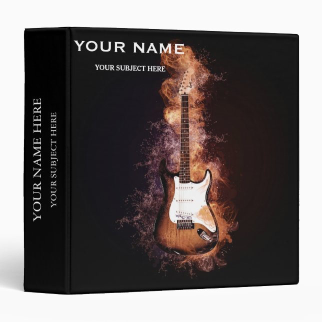 Personalized Treble Clef Musical Note on Black Binder (Front/Spine)