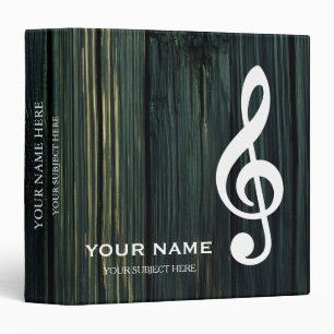 Personalized Treble Clef Musical Note on Wood Binder