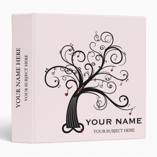 Personalized Treble Clef Musical Note Tree Binder (Front/Spine)