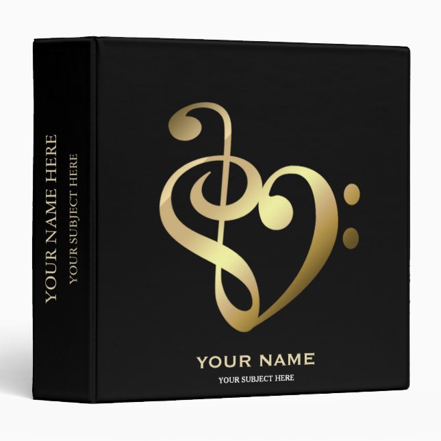 Personalized Treble Colorful Music Notes Binder (Front/Spine)