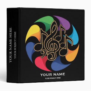 Personalized Treble Colorful Music Notes Binder