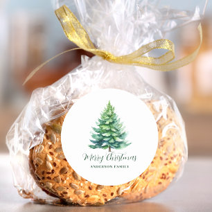 Personalized Tree Christmas Classic Round Sticker