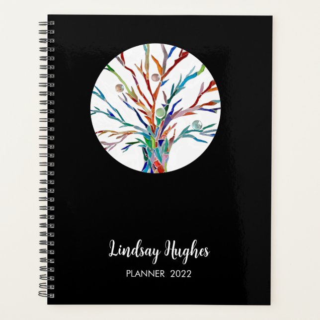 Personalized Tree of Life Black 2022  Planner (Front)
