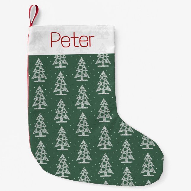Personalized Tree Pattern Christmas Stocking  (Front)