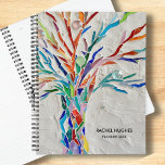 Personalized Tree Planner<br><div class="desc">This unique Planner is decorated with an original mosaic tree in bright colours on a grey background.
Easily customizable.
Use the Design Tool to change the text size,  style,  or colour.
As we create our artwork you won't find this exact image from other designers.
Original Mosaic © Michele Davies.</div>