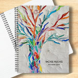 Personalized Tree Planner<br><div class="desc">This unique Planner is decorated with an original mosaic tree in bright colours on a grey background.
Easily customizable.
Use the Design Tool to change the text size, style, or colour.
As we create our artwork you won't find this exact image from other designers.
Original Mosaic © Michele Davies.</div>