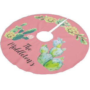 Personalized Tree Skirt Bohemian Cactus Succulents