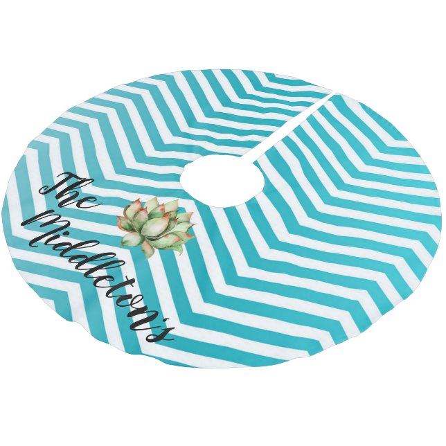 Personalized Tree Skirt Boho Cacti Bohemian Succul (Angled)