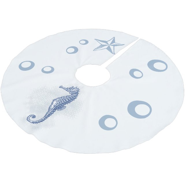 Personalized Tree Skirt Seahorse Ocean Beach Water (Angled)